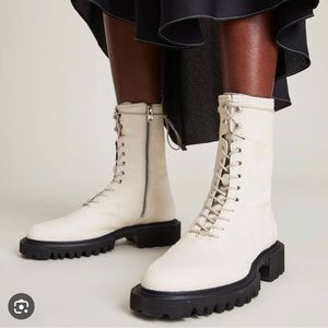 All Saints Maren White Leather Snake Boots